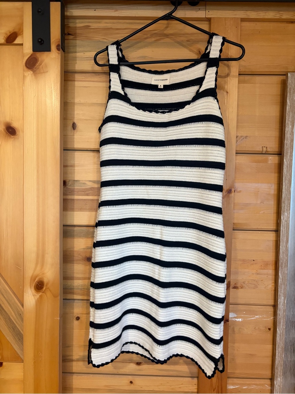 Lucky Brand Black and White Striped Sleeveless Knit Dress